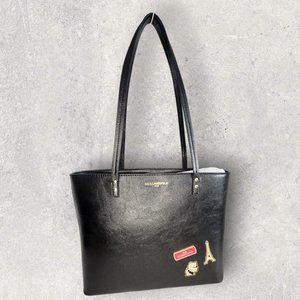 Karl Lagerfeld Paris Black Glitter Sheen Tote - NWT